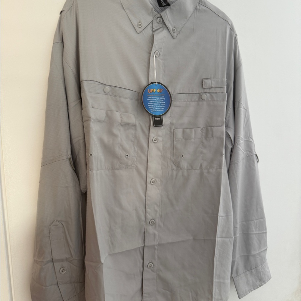 NWT Men's Burnside Gray UPF 40 Long-Sleeve Outdoor Shirt Jacket